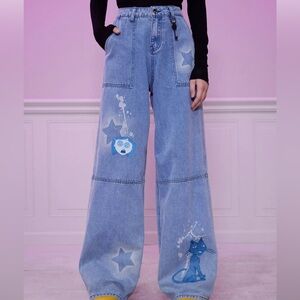 Coraline Spray Paint Wide‎ Leg Jeans Hot Topic